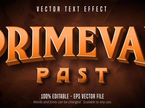 Primeval past primitive style editable text effect