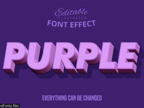 Purple 3D text, editable text style