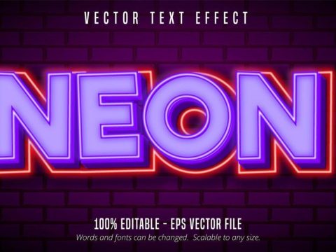 Purple and red outline neon style text effect