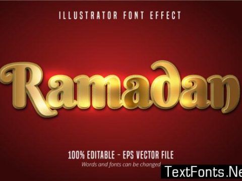 Ramadan Text Effect, Shiny Gold Alphabet