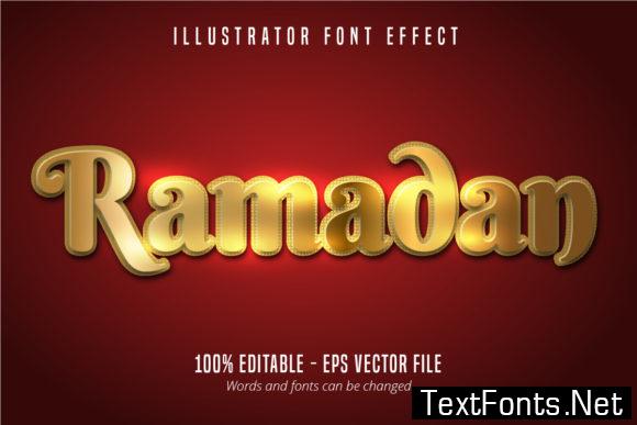 Ramadan Text Effect, Shiny Gold Alphabet