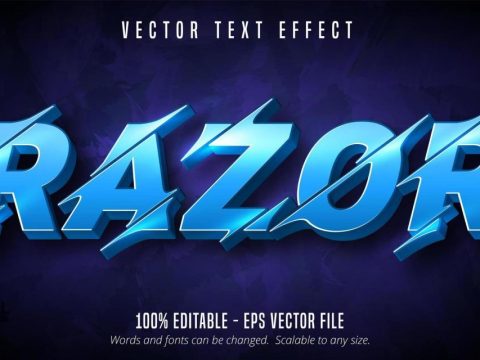 Razor lit blue sliced style text effect