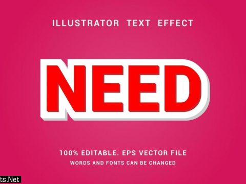 Red and White Need Text Effect Design