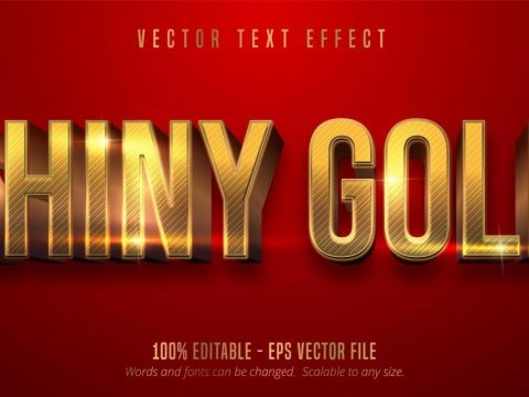 Red color and shiny gold style editable text