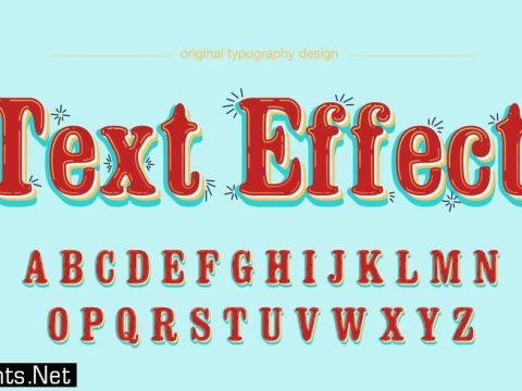 Red Retro Rounded Text Effect Font 691324