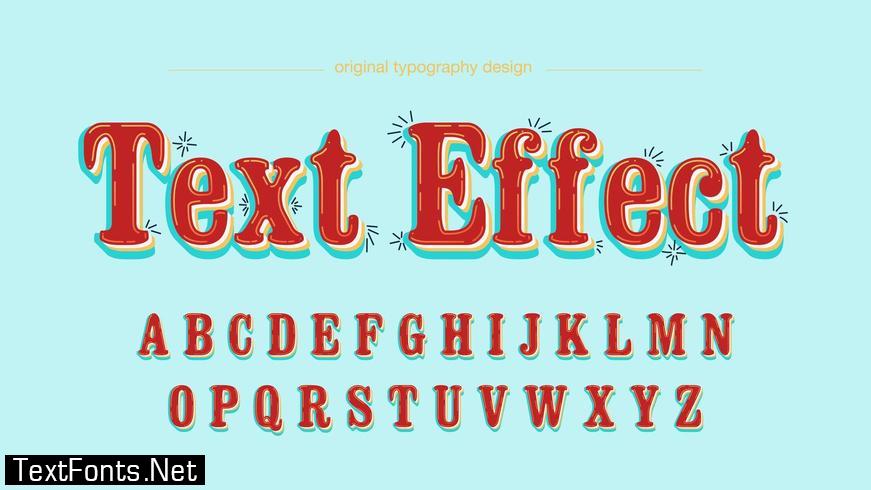 Red Retro Rounded Text Effect Font 691324