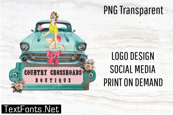 Retro Car, Vintage Logo, Pinup Girl