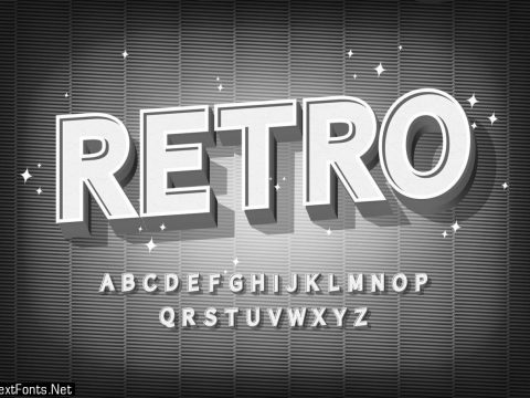 Retro font effect. Old cinema styled alphabet.