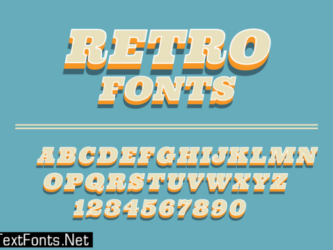 Retro Fonts On A Blue Background