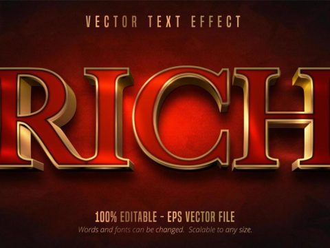 Rich red and shiny gold style text effect