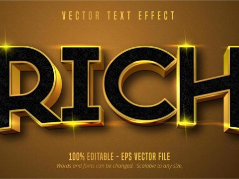 Rich shiny gold style editable text effect