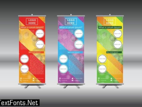 Roll Up Banner Abstract Geometric Colourful Design