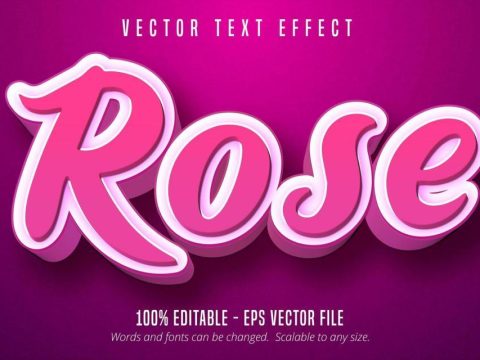 Rose 3d pink script style text effect