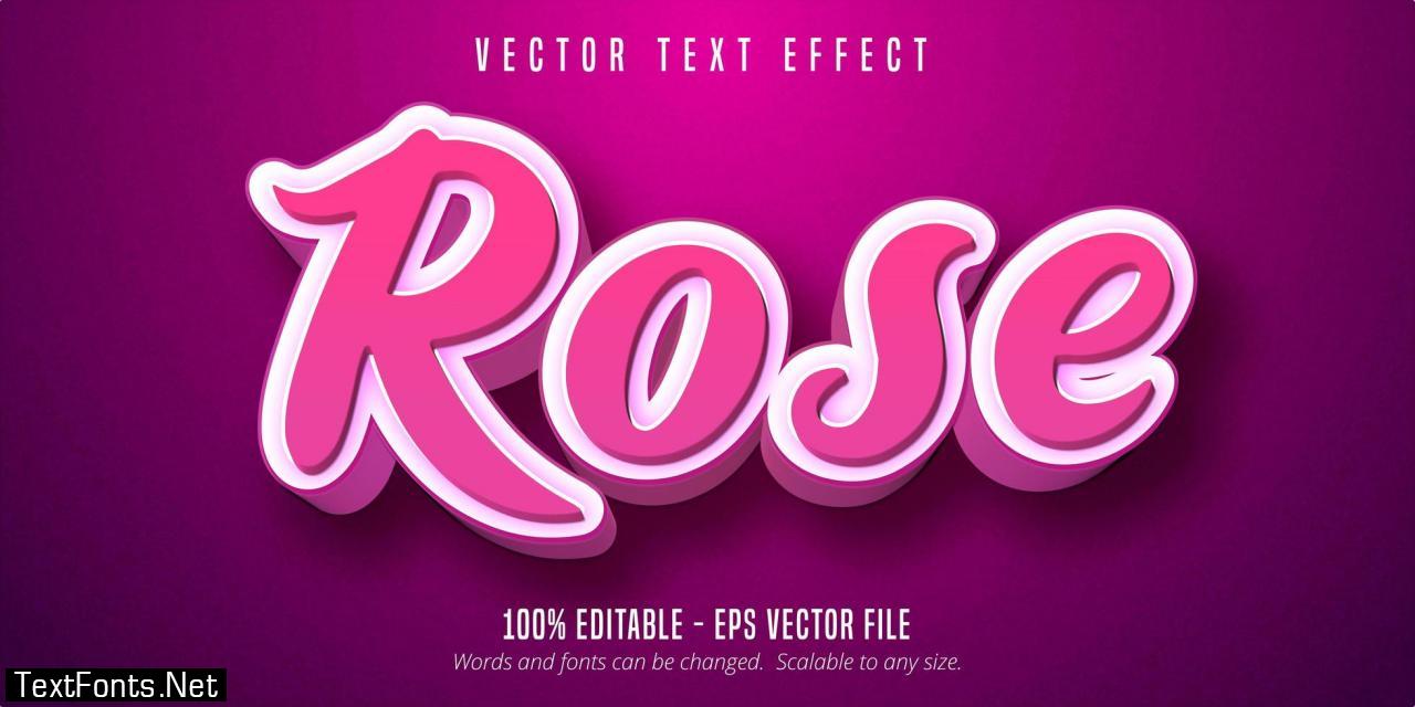 Rose 3d pink script style text effect