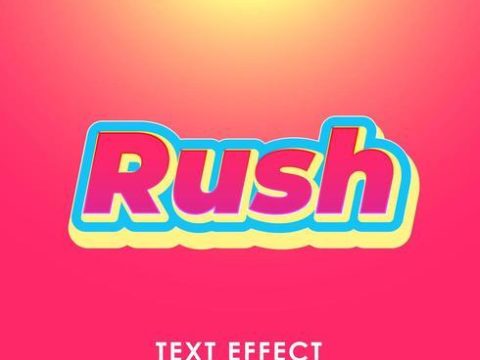 Rush letter premium text effect with bold, 3d design and nice red theme