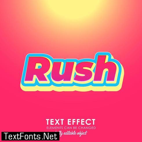 Rush letter premium text effect with bold, 3d design and nice red theme