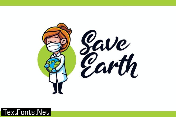 Save Earth - Medical And Healthcare Mascot Logo 9ufy2q3