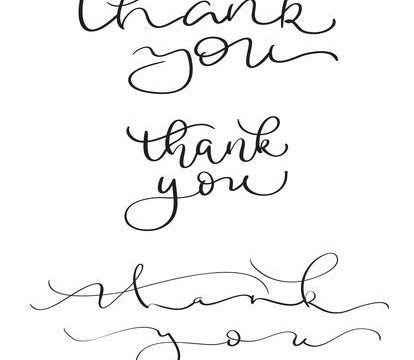 set of Hand drawn Vector Thank you text on white background. Calligraphy lettering illustration EPS10