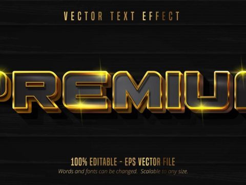 Shiny black and gold Premium text