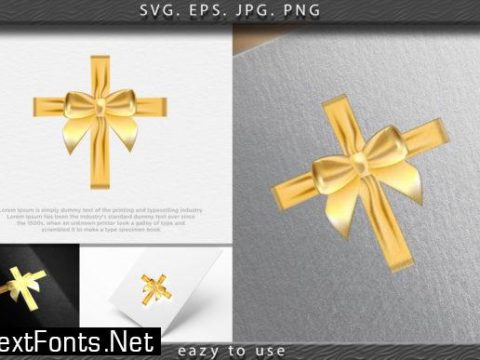 Shiny Golden Satin Ribbon . Vector