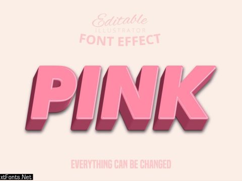 Shiny Pink 3D text, editable text style