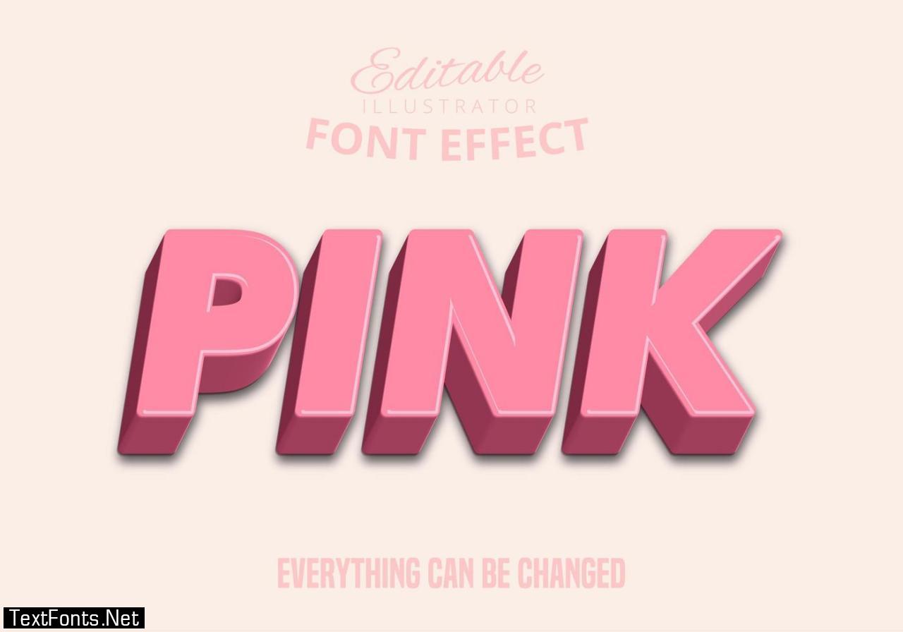 Shiny Pink 3D text, editable text style