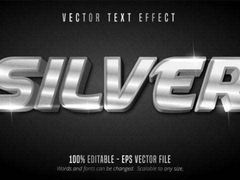 Silver shiny style editable text effect