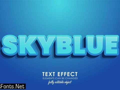 skyblue letter with detailed text effect with modern 3d design, and nice blue theme