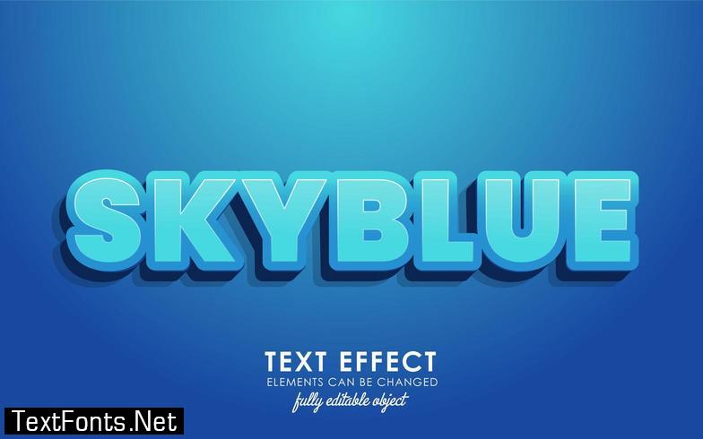 skyblue letter with detailed text effect with modern 3d design, and nice blue theme