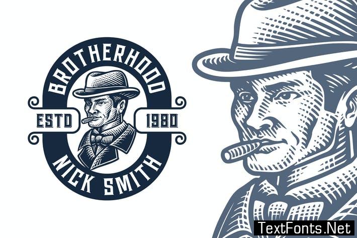 Smokers Vintage Engraving Logo Template