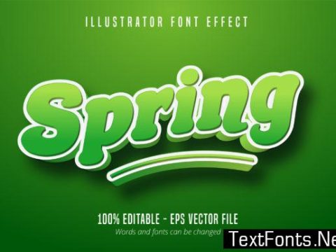 Spring Text Effect, Green Editable Font