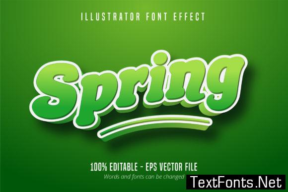 Spring Text Effect, Green Editable Font