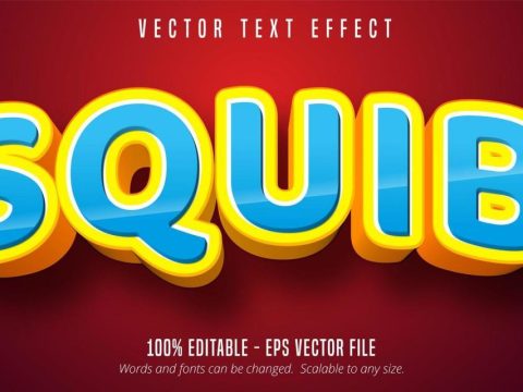 Squib blue and yellow outline text effect