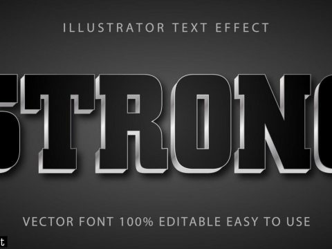 Strong Black, Silver Metallic Text Effect