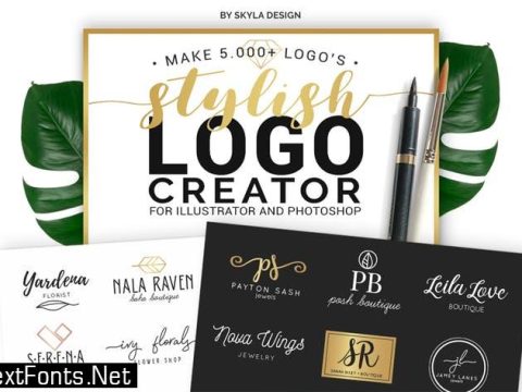 Stylish Logo Creator Kit Templates AI + PS 5MCLBE