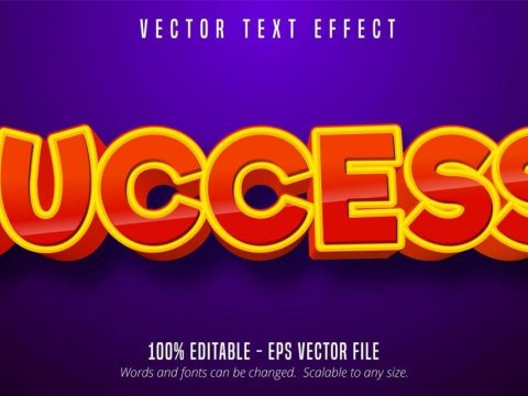 Success red orange comic style editable text effect