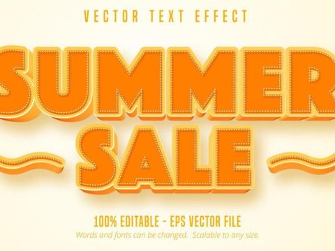 Summer sale orange and dashed outline text effect