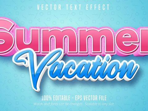 Summer vacation pink and blue editable text effect