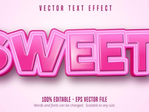 Sweet pink cartoon style editable text effect