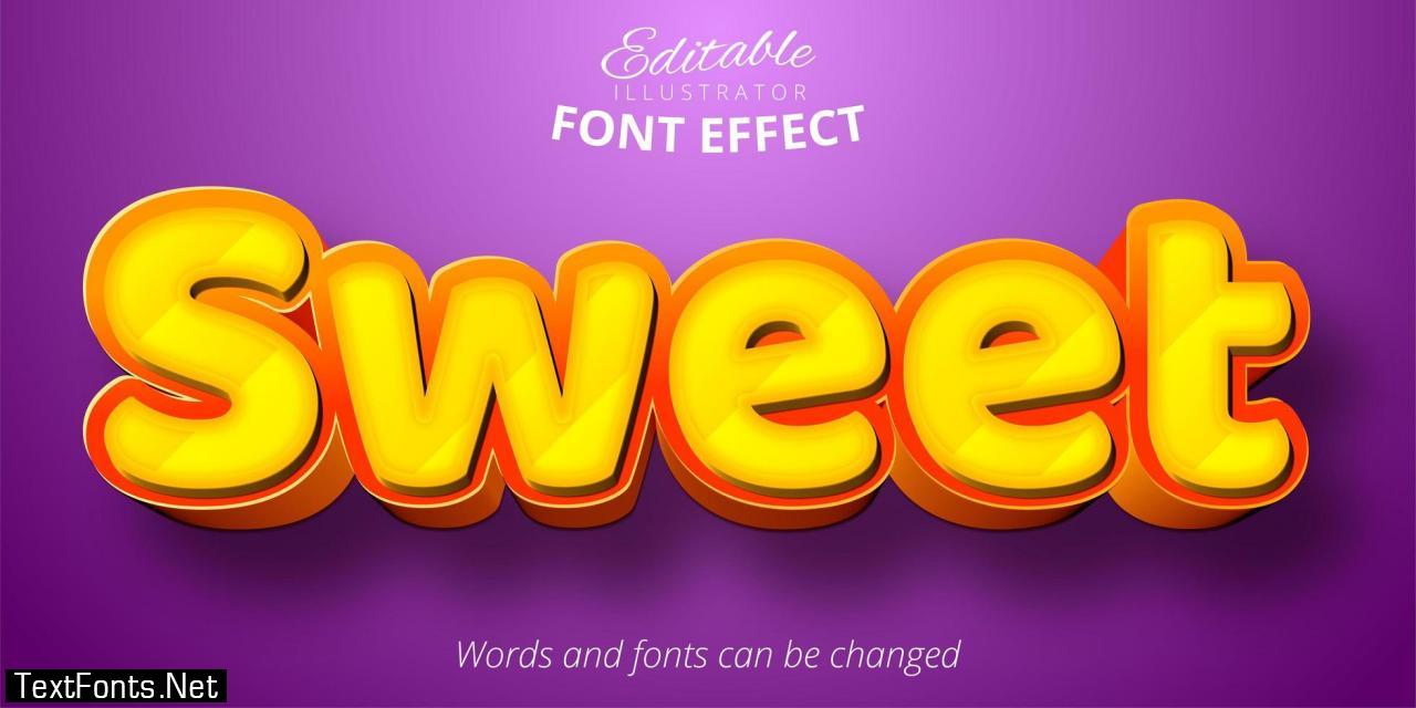 Sweet text, 3d editable font effect