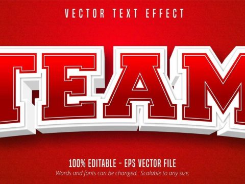 Team red and white outline sport style text effect