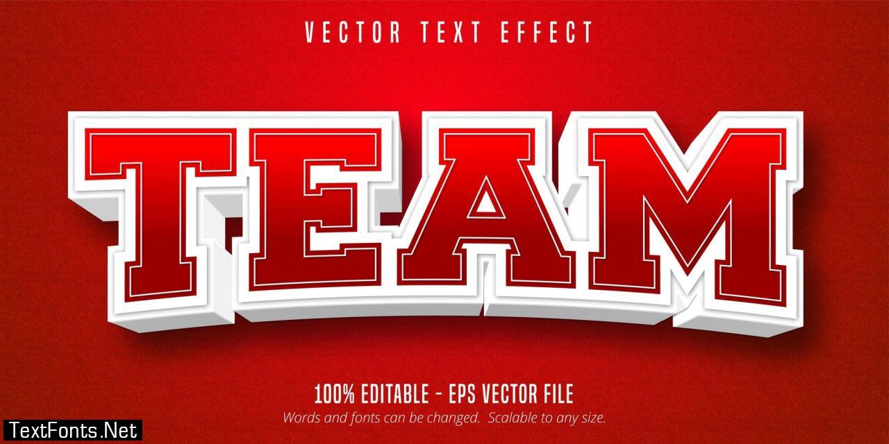 Team red and white outline sport style text effect 1166618