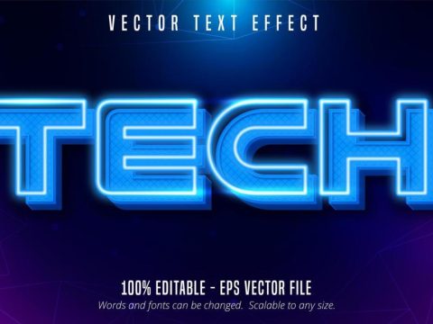 Tech text, neon style