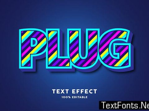 Text Effect - 3d Blue with Colorful Line