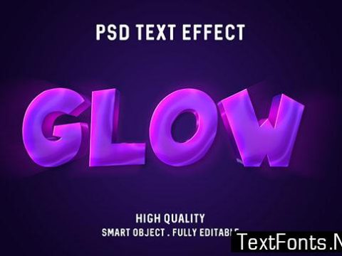 Text Effect - 3d Glow Purple Burst