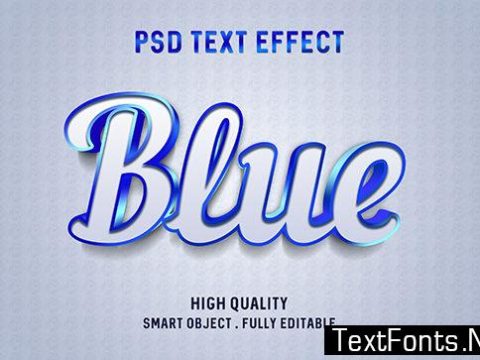 Text Effect - Blue Outline Glossy