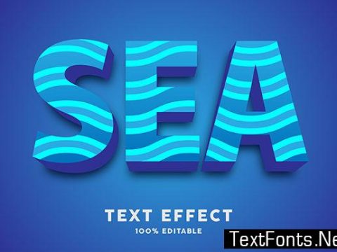 Text Effect - Blue Sea with Wave Style