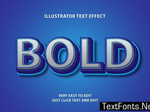 Text Effect - Bold Blue Strong Letter