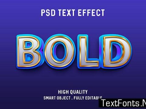 Text Effect - Bold Blue with Luxury Gold