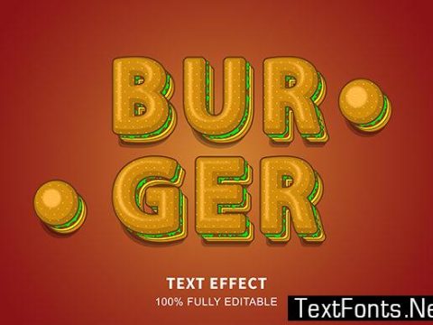 Text Effect - Burger Food Style